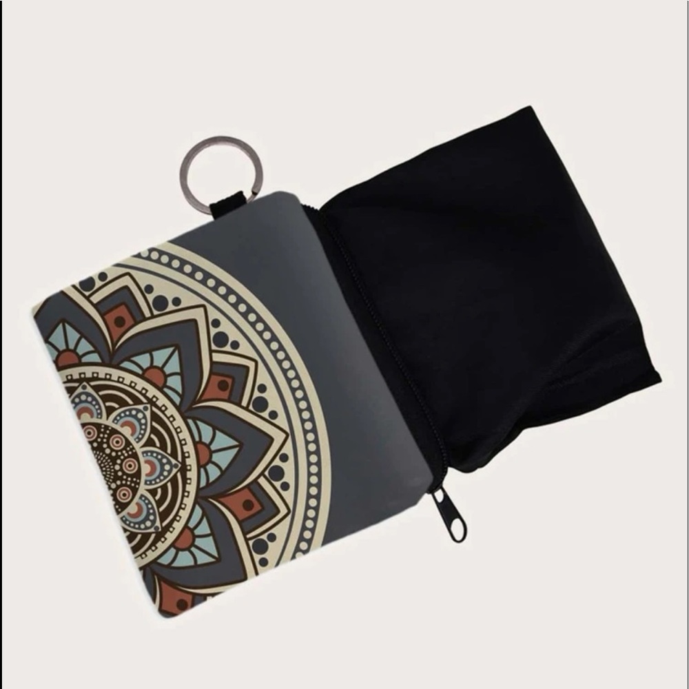 New Bohemian Mandala Graphic Blue Red Tan Artistic Multicolour Coin Purse - Picture 3 of 8
